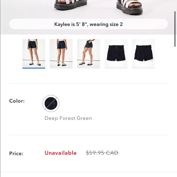 Green/blue plaid mom shorts, American eagle, US size 12 - Picture 3 of 3